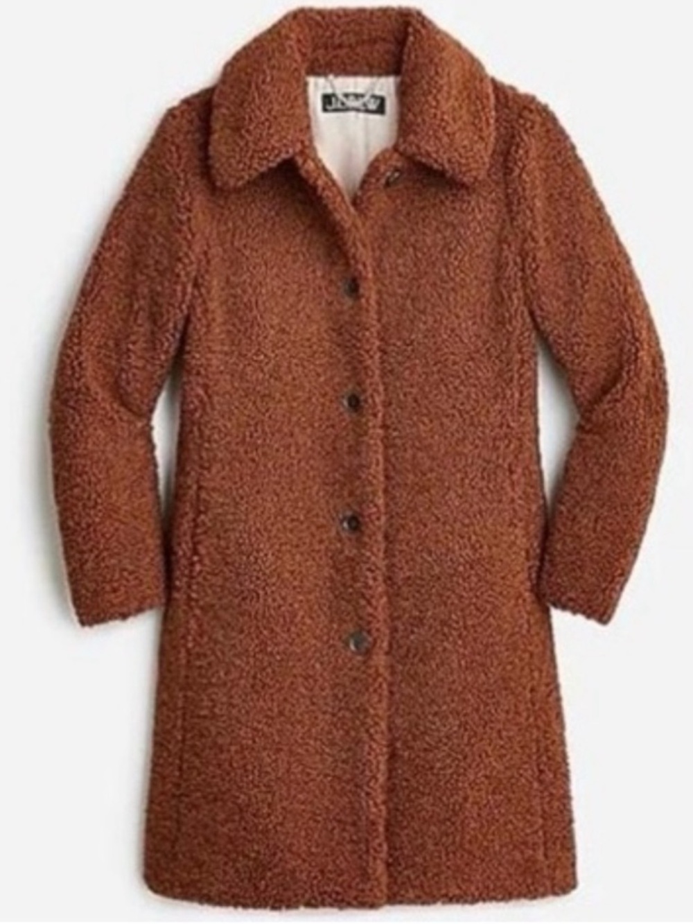 NWT J. Crew Women's Rust Brown Teddy Coat Size XXS